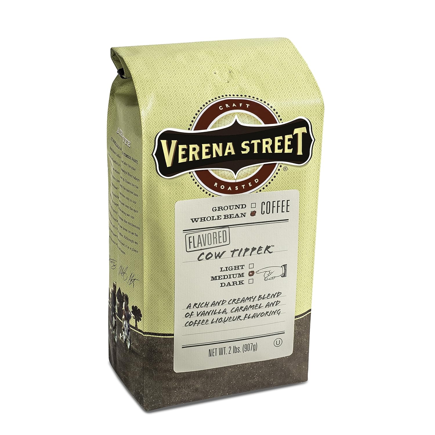 Amazon Com Verena Street 2 Pound Flavored Whole Bean Coffee Cow Tipper Medium Roast Rainforest Alliance Certified Arabica Coffee Grocery Gourmet Food