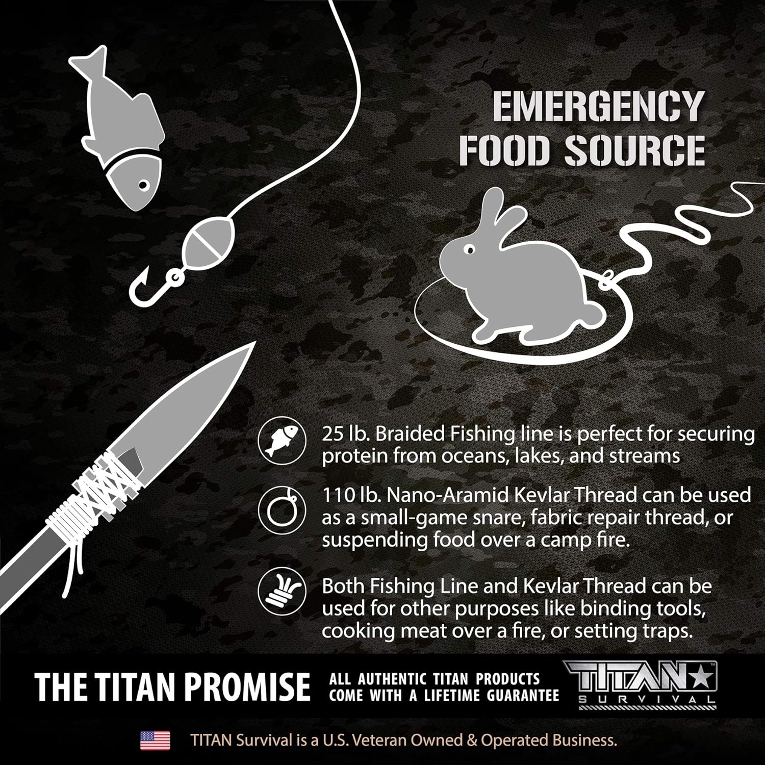 1, 000 LB SurvivorCord XT | 100 FEET | Patented Military Type IV 750 Paracord/Parachute Cord (7/32" Diameter) with Integrated Kevlar Thread, Braided Fishing Line, and Waterproof Fire Tinder. : Sports & Outdoors