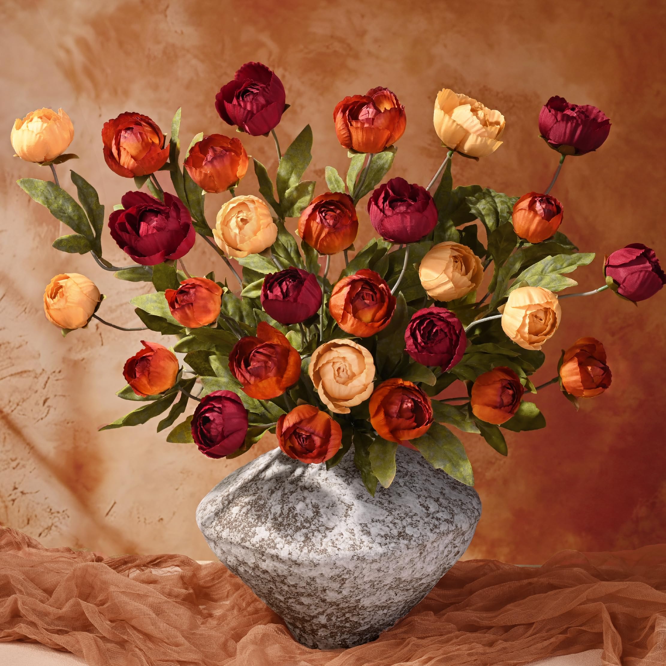 Waipfaru 6 Pcs 27" Faux Peonies Artificial Flowers, Fall Mix