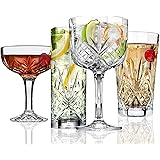 Godinger Barware Drinkware Mixology Set - Gin Glasses, Collins Tall Glasses, Bar Cups and Champagne Coupes - 8 pieces