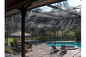 MISTCOOLING Patio Misting Kit - Pre- Assembled Misting System - Simply unpack and Attach - Cools temperatures by up to 30 Degrees - for Patio, Pool and Play Areas (60 Feet - 16 Nozzles)