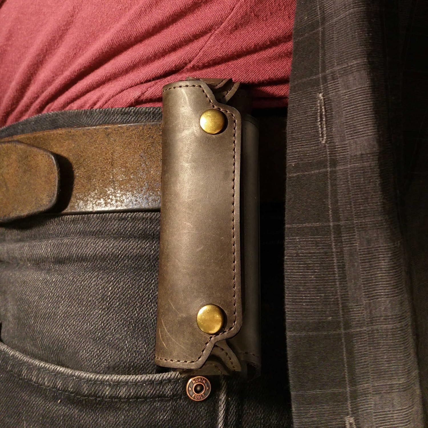 TUFF LUV Rustic Leather Standard Harmonica Case - Belt Loop, Brown, Standard Harmonica Size - Image 5