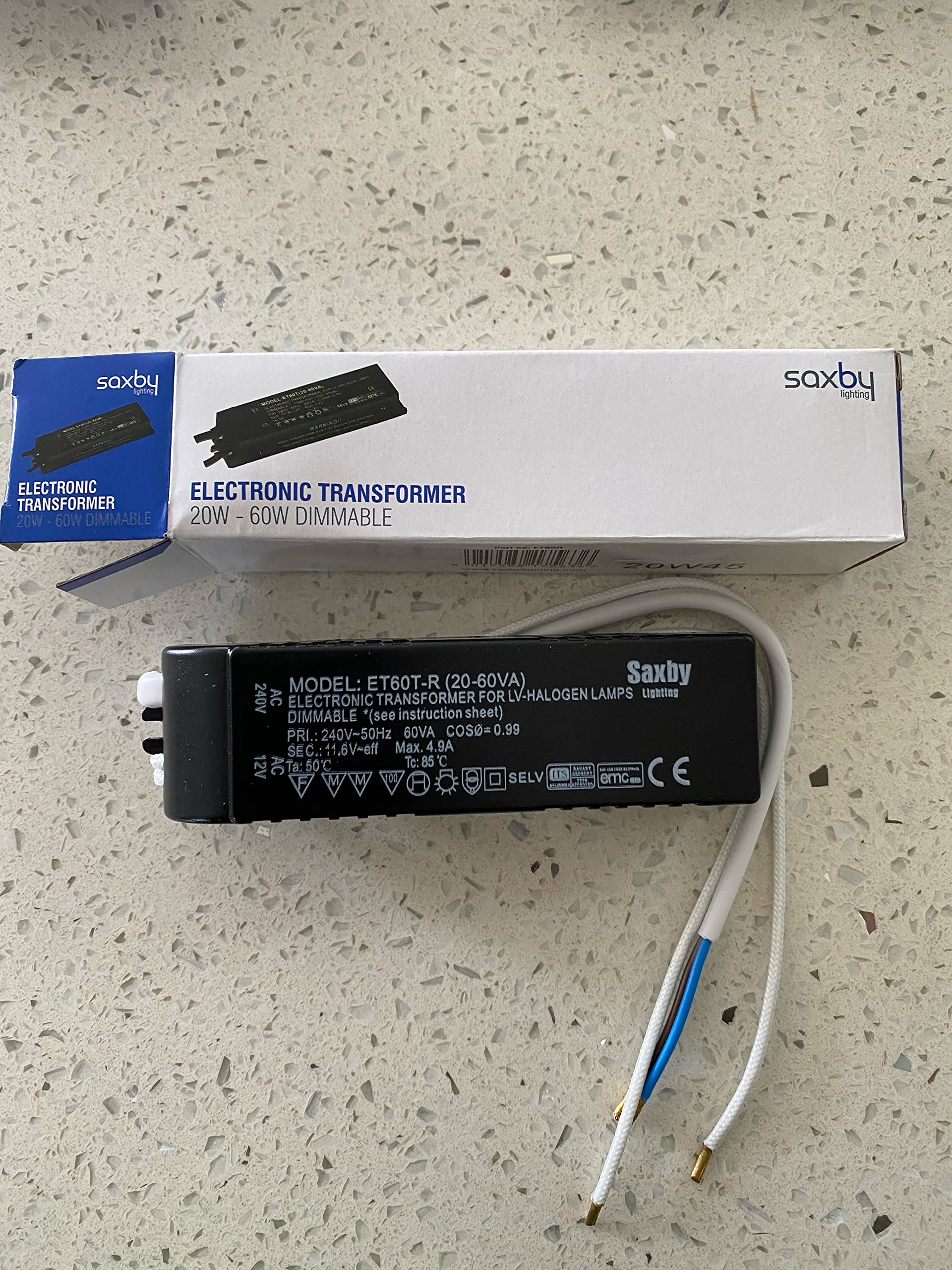 Saxby Lighting Saxby 12V Transformer 60W Dimmable Chrome & White Plastic ET60R pack of 2