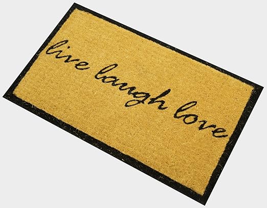 Handwoven Extra Thick Live Laugh Love Coco Coir Door Mat, Entrance Doormat - 18 x 30 Inches Welcome Mat