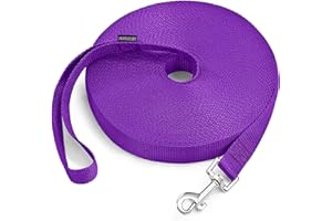 PETESCORT 15ft 20ft 30ft 50ft Long Lead-Training Leash/Long Line Dog Leash Great for Dog/Puppy Training,Play,Camping,Extra Lo