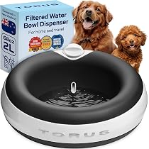 Torus Pet Maxi Filtered Water Bowl, 2-Liter - Auto-Fill, Portable, No-Spill For Dogs & Cats