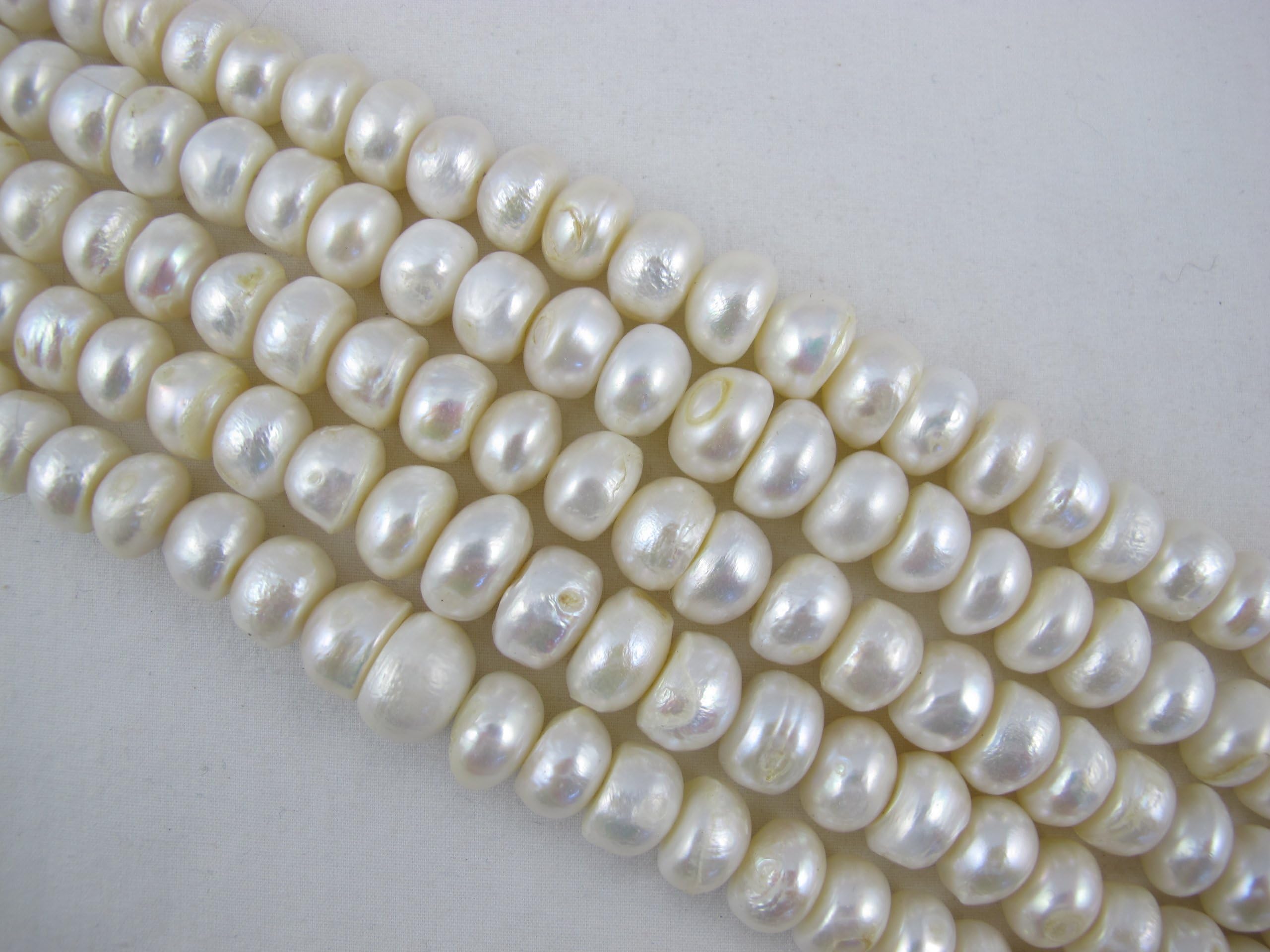 Freshwater Pearl Beads Rondelle Shape White Color 10mm 45pcs 15.5 Inch Per Strand