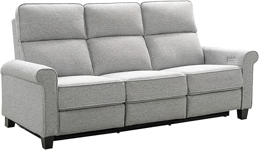 Amazon.com: Abbyson Living Fabric Upholstered Power Recliner Sofa, Grey: Kitchen & Dining