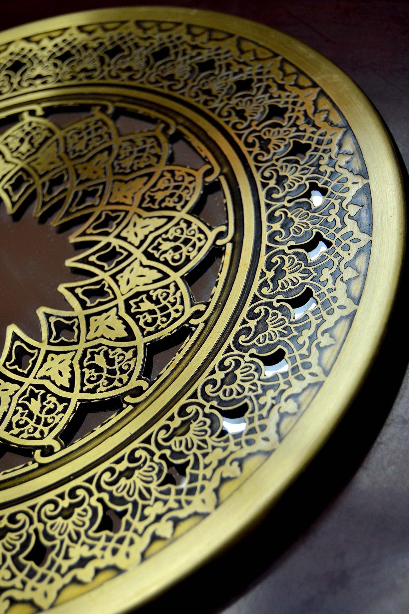 Round Mirror with Islamic Andalusian Craved Copper Frame, Home Wall Décor, Wall Hanging, Ornate Frame Mirror