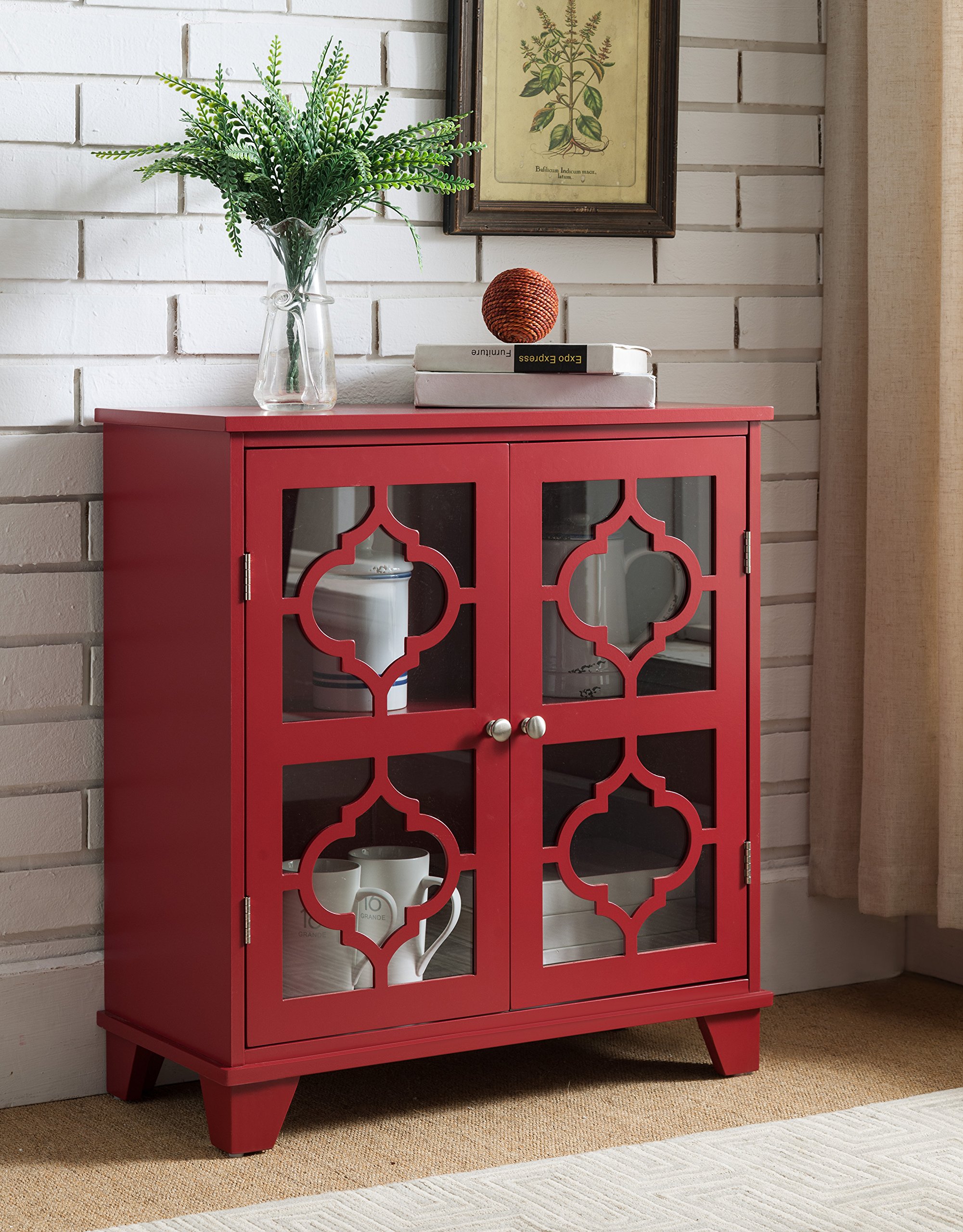 Kings Brand Furniture Red Finish Wood Buffet Console Table