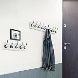 WEBI Wall Mounted Coat Rack 98cm with 10 Hooks Black Rustic Wood Hanger view 3