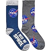 Hyp NASA Logos I Need My Space Men's Crew Socks 2 Pair Pack