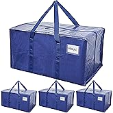 Extra Heavy Duty Moving Bags - 23 Gallon Extra Large Storage Bags 65 lbs Capacity, Waterproof Foldable Packing Bags for College Students, Camping & Closet Organizati (4PCS-Center Zipper)