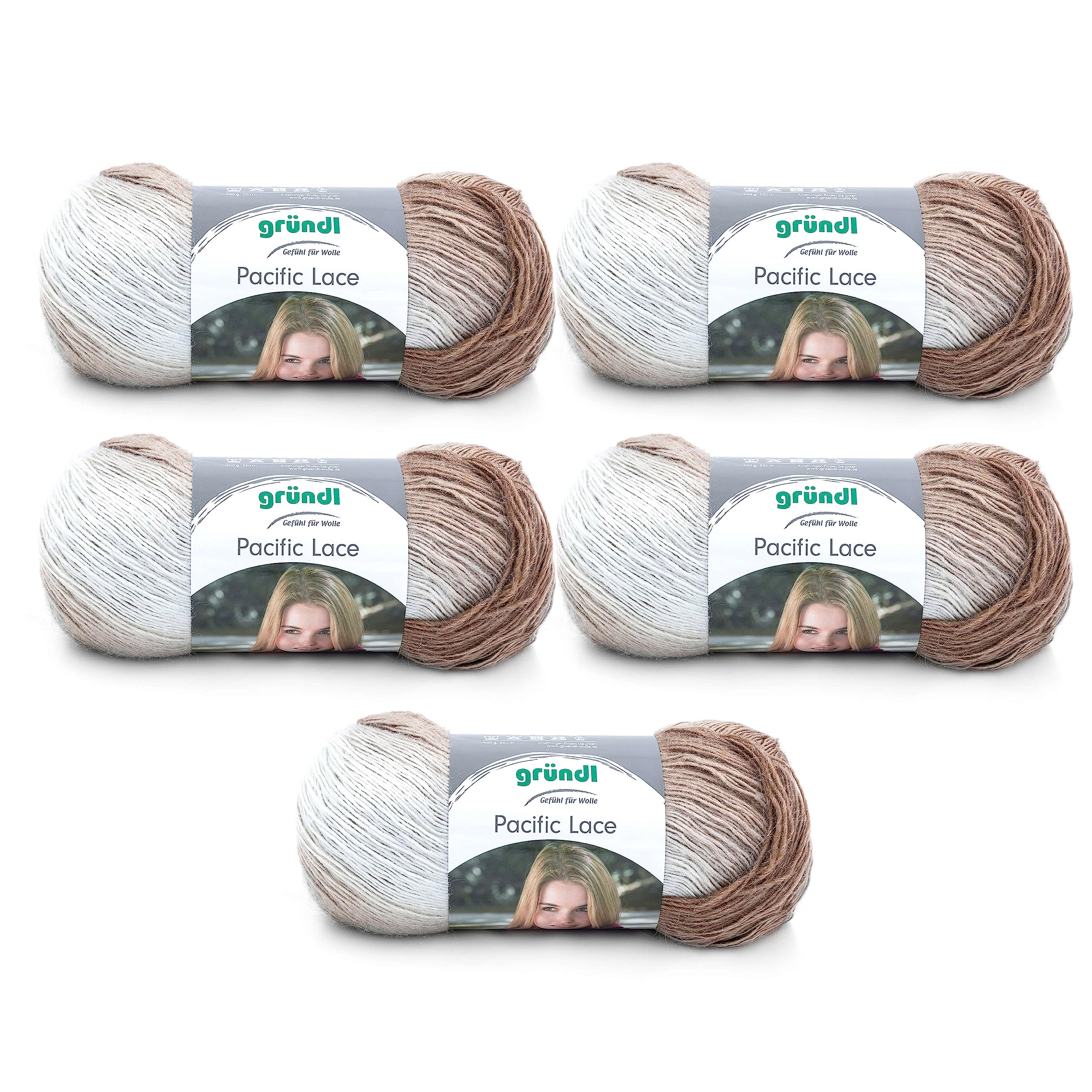 Gründl Pacific Lace Pack of 5, Sand 05, 5x 100g 5P3506-05