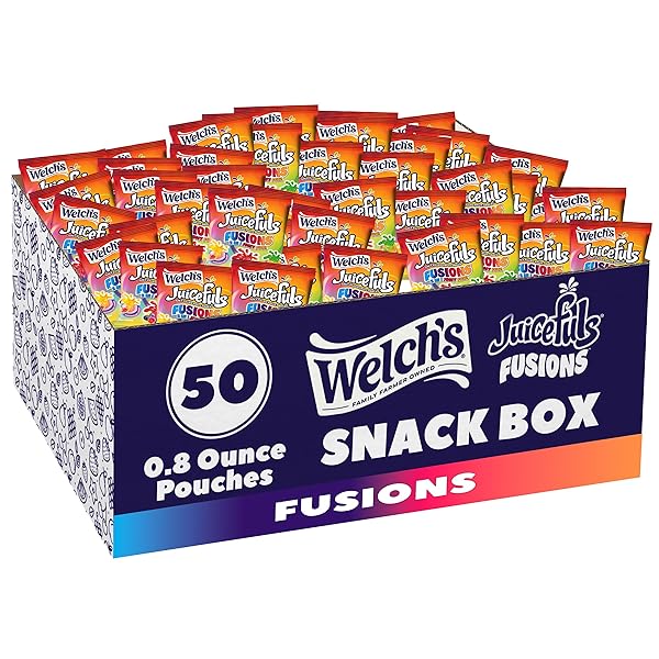 WELCH’S FRUIT SNACKS, JUICEFULS FUSIONS, ASSORTED FRUIT FLAVOR, STOCKING STUFFERS, BULK PACK, GLUTEN FREE, NATURAL COLORS & FLAVORS, 0.8OZ (PACK OF 50)