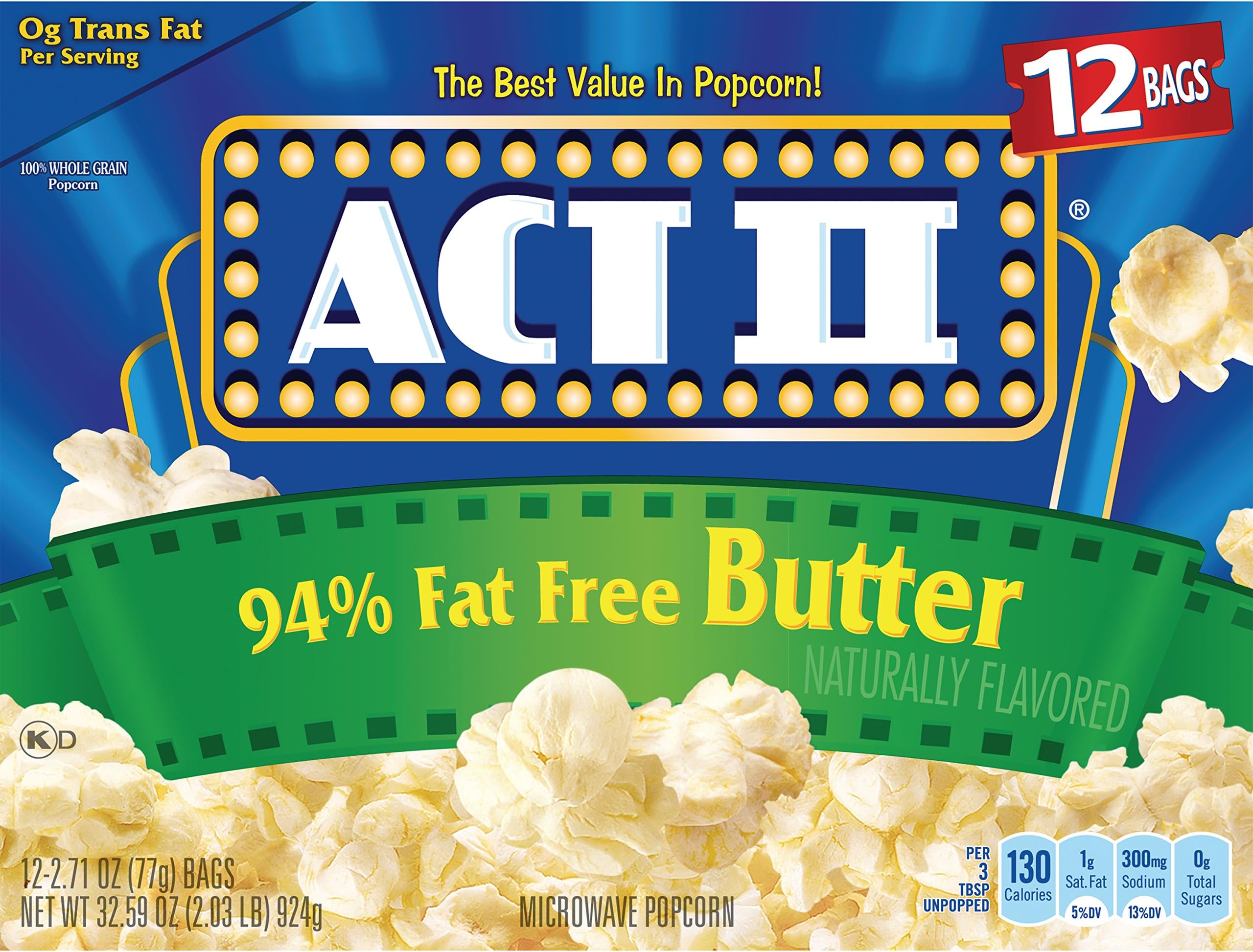 ACT II94% Fat Free Butter Popcorn, 2.71 oz (12 ct)