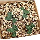 D-Seven Artificial Flowers 30PCS Gold Rose Real Looking Fake Roses with Stem for DIY Wedding Bouquets Centerpieces Party Baby Shower Home Decorations (Gold)