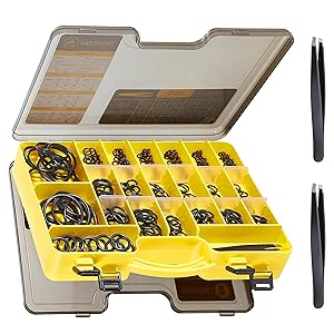 Oil and Water Seal EPDM and NBR Rubber SAE O-Ring Assortment Kit, 21 Size, 470 Pieces, O-Ring kit with 2 Tweezers, Multi Function Double Sided Box, Automotive, Gasket and Plumbing, Faucet Leak