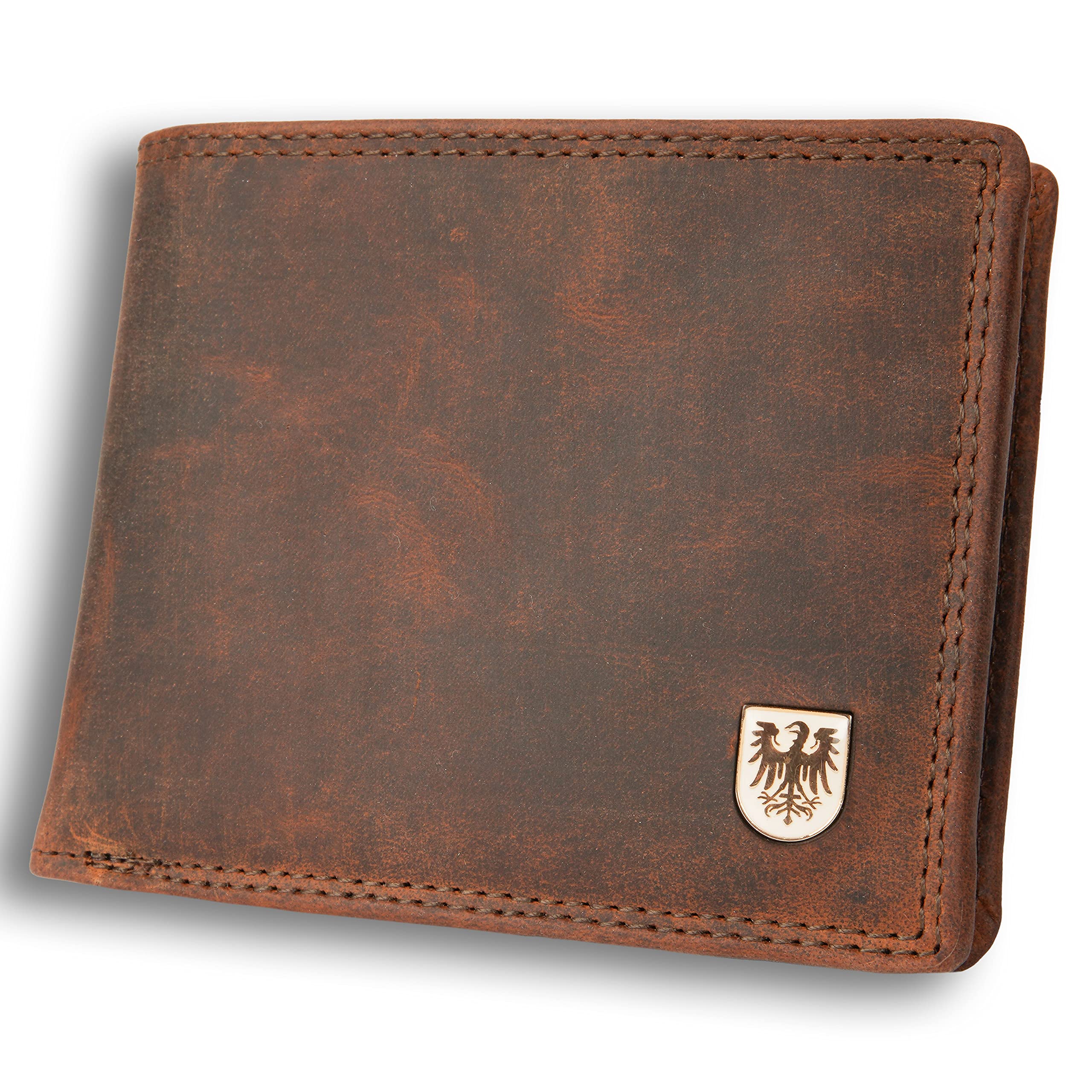 hodalump Genuine Leather Wallet RFID Protection Landscape Format Coin Compartment (15 Variations), c, 12 x 10 x 2 cm, Vintage