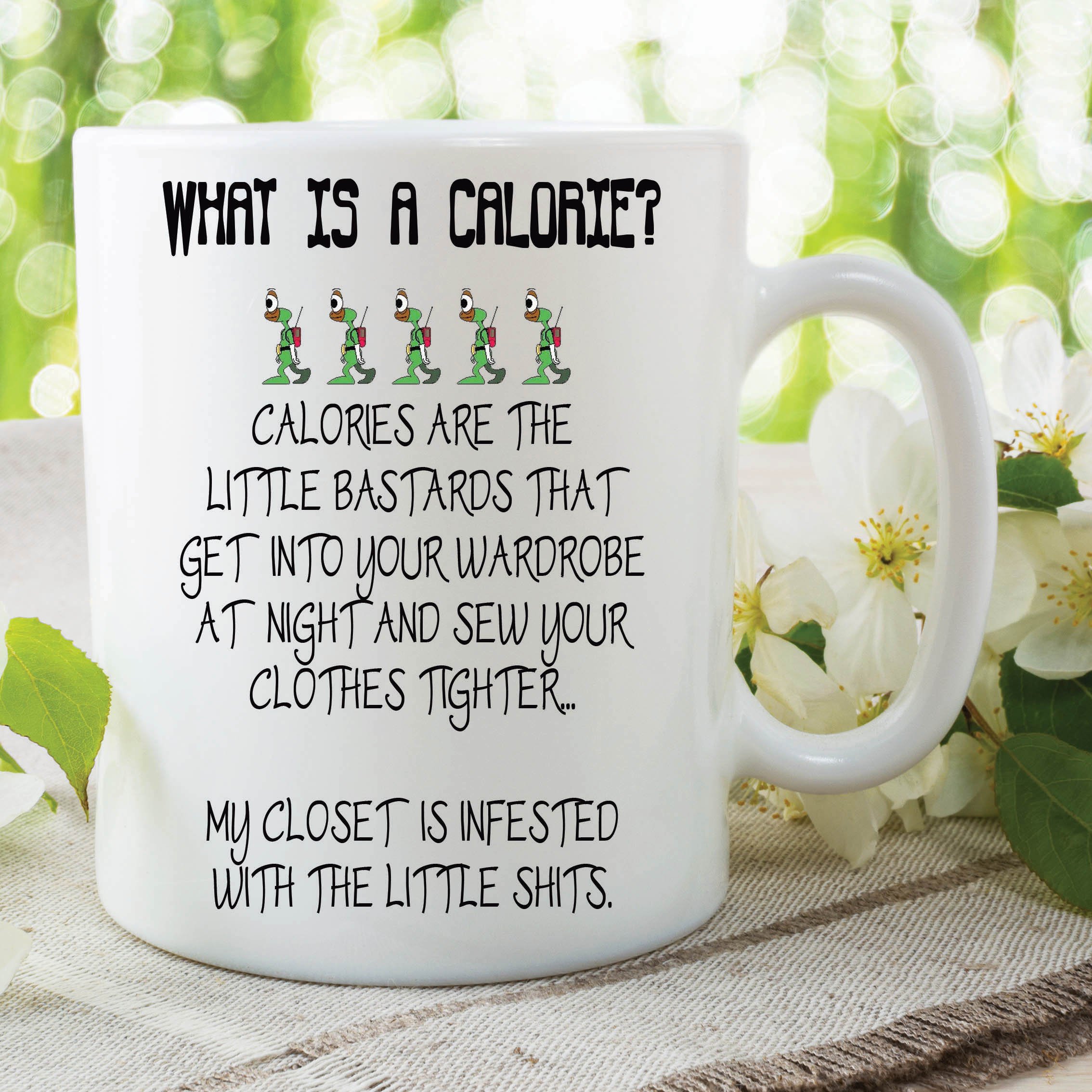 Novelty Funny Calorie Mug Ting Creatures Sew Clothes Funny Gift Friend WSDMUG504