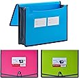FANWU 3 Pack Plastic Expanding File Wallet Document Organizer with Elastic Cord & Button Closure, Letter Size, 3.5" Expansion, Poly A4 Expandable File Folder for School Office Home Organization