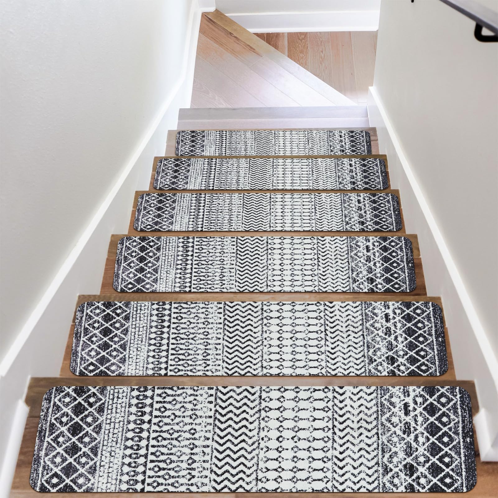 Photo 1 of OJIA Non-Slip Stair Treads for Wooden Steps, 30"X8" Indoor Stair Runners Slip Resistant Stair Rugs Safety Mats for Dogs, Kids & Elders, Rubber Backed Stair Treads Stair Covers (15PC)