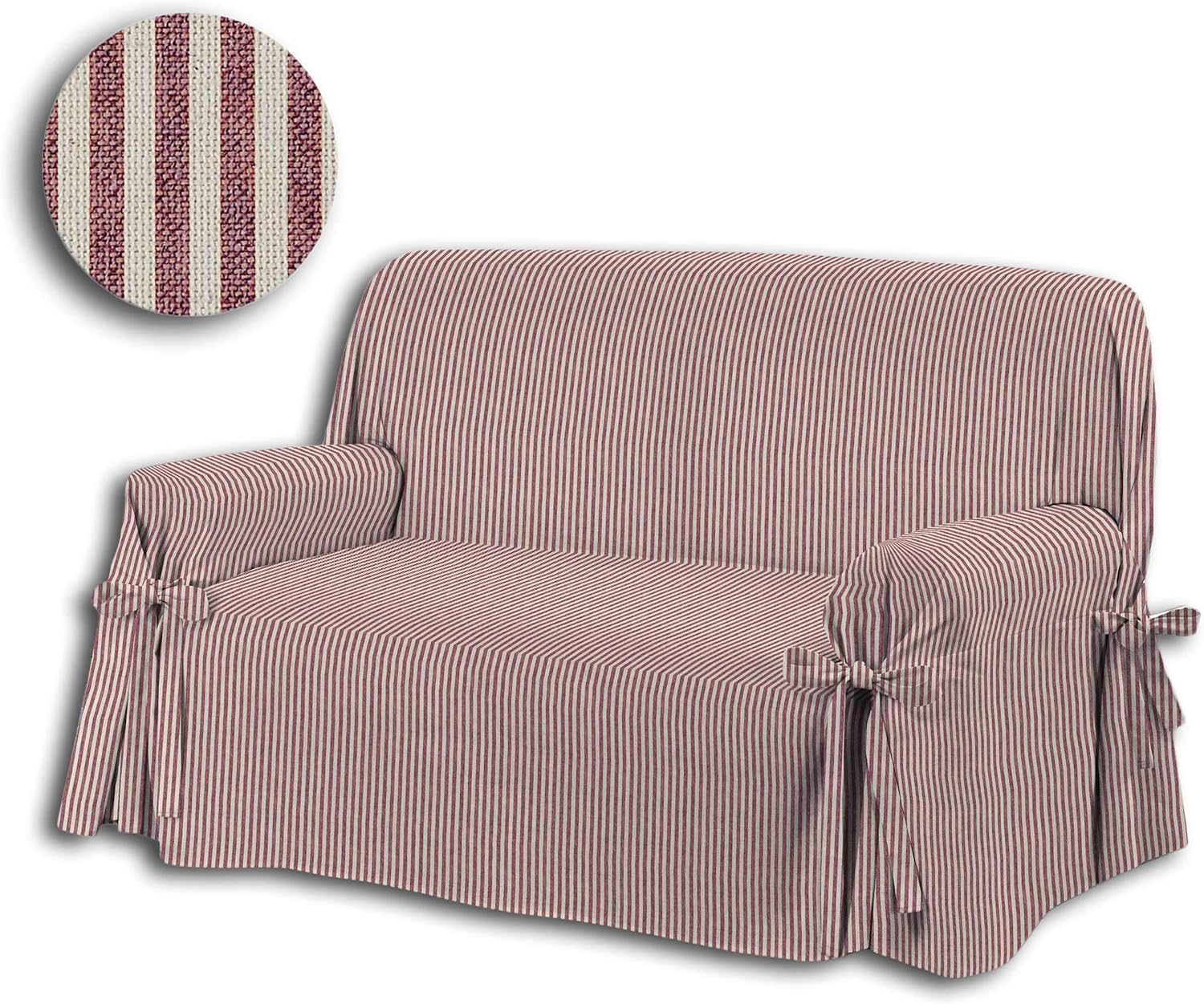 Copridivano FIOCCO Con Laccetti | Tessuto Pesante, Produzione Italiana, Per Divani 2/3/4 Posti (Beige) - Foto 9