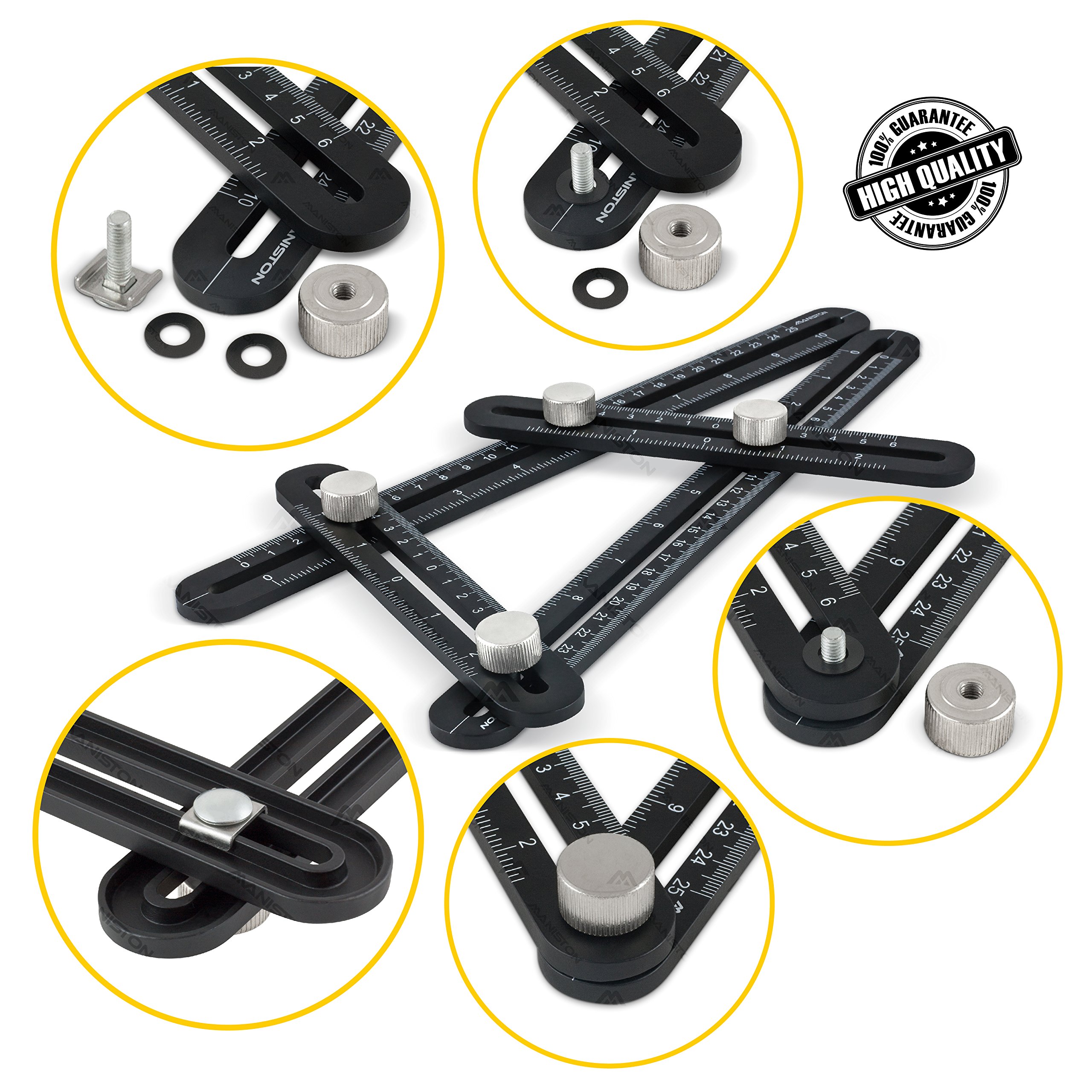 Premium Full Metal Angleizer Template Tool | Strong Aluminum Alloy Multi Angle Measuring Ruler | Precise Multi Angle Finder Template Tool Perfect for Builders, Woodworkers, Carpenters, DIYers & Tilers