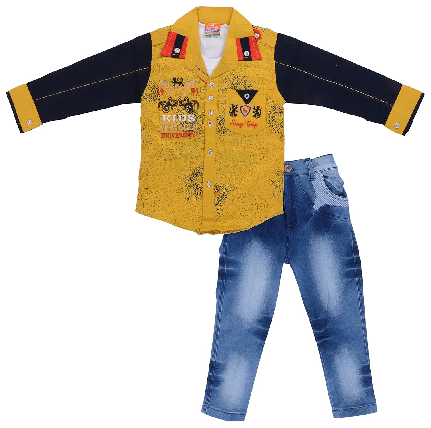 Buy Kids Apparels Boys' Cotton Clothing Set (Yellow & Blue, 67 Years