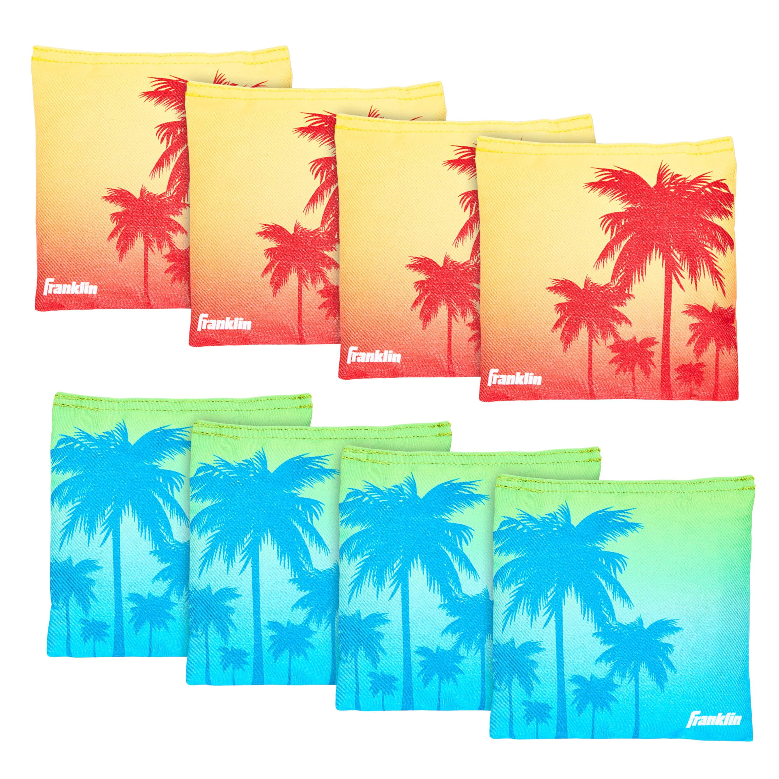 Franklin Sports Official Size Tropical Themed Cornhole Bags - (8) Premium 6" Heavy Duty Double Stitched Canvas Bags - Includes Carry Case Image