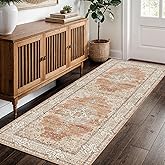 2x5 Runner Rug for Hallway Washable: Non Slip Kitchen Rugs with Rubber Backing Soft Waterproof Mats Stain Resistant Indoor Vintage Carpet Runner for Bedroom Bathroom Laundry Entryway Brick/Terracotta