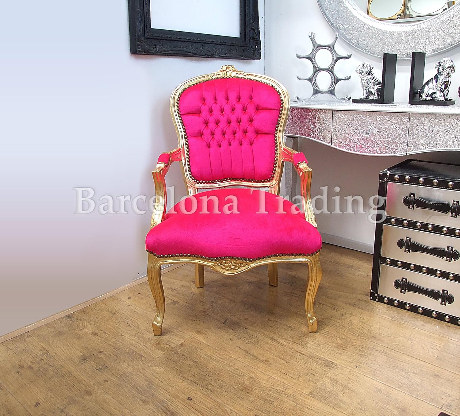 Vintage Retro French Louis Xv Style Chair With Pink Fabric