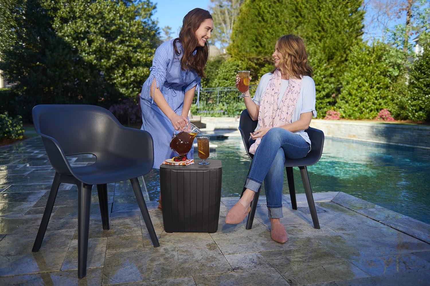 Keter Resin Luzon Outdoor Table with Extra Hidden Storage for Cushions and Patio Decor, Matte Brown : Garden & Outdoor