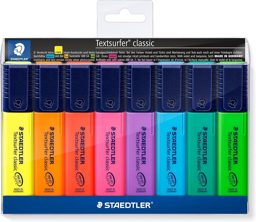 Staedtler Textsurfer Classic Highlighter Pen Wallet of 8 Assorted Neon Colors