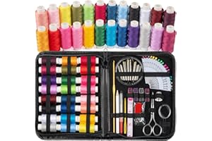 DOSSINI Sewing Kit for Adults and Kids 24 Color Threads Beginners Sewing Supplies Filled Sewing Needle and Thread Kit Scissors Thimble and Clips Etc for Travel Family Everyday or Emergency and DIY Sewing Kits