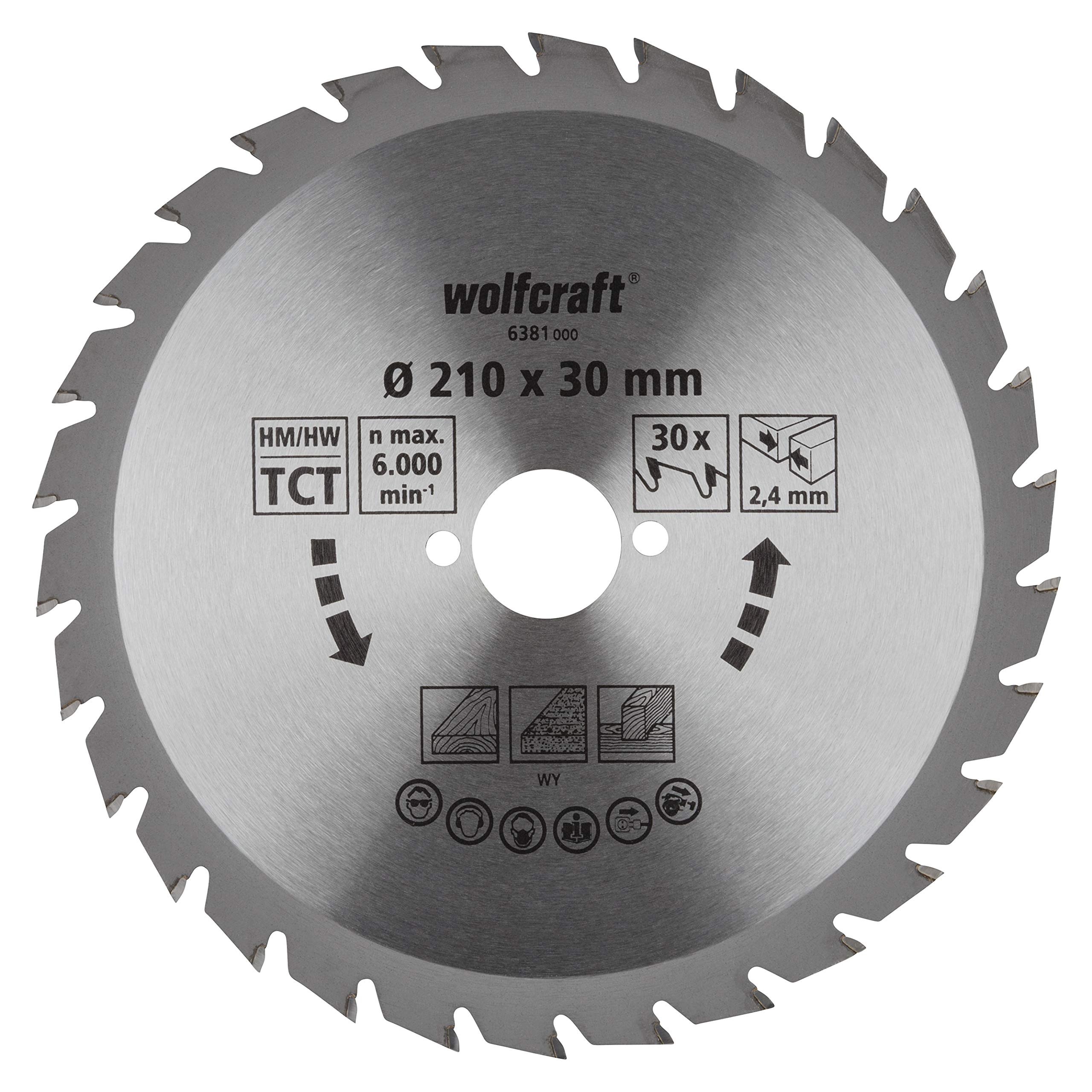 wolfcraft TC Circular Hand Saw Blade, Green Series I 6381000 I Fast, Medium-coarse cuts