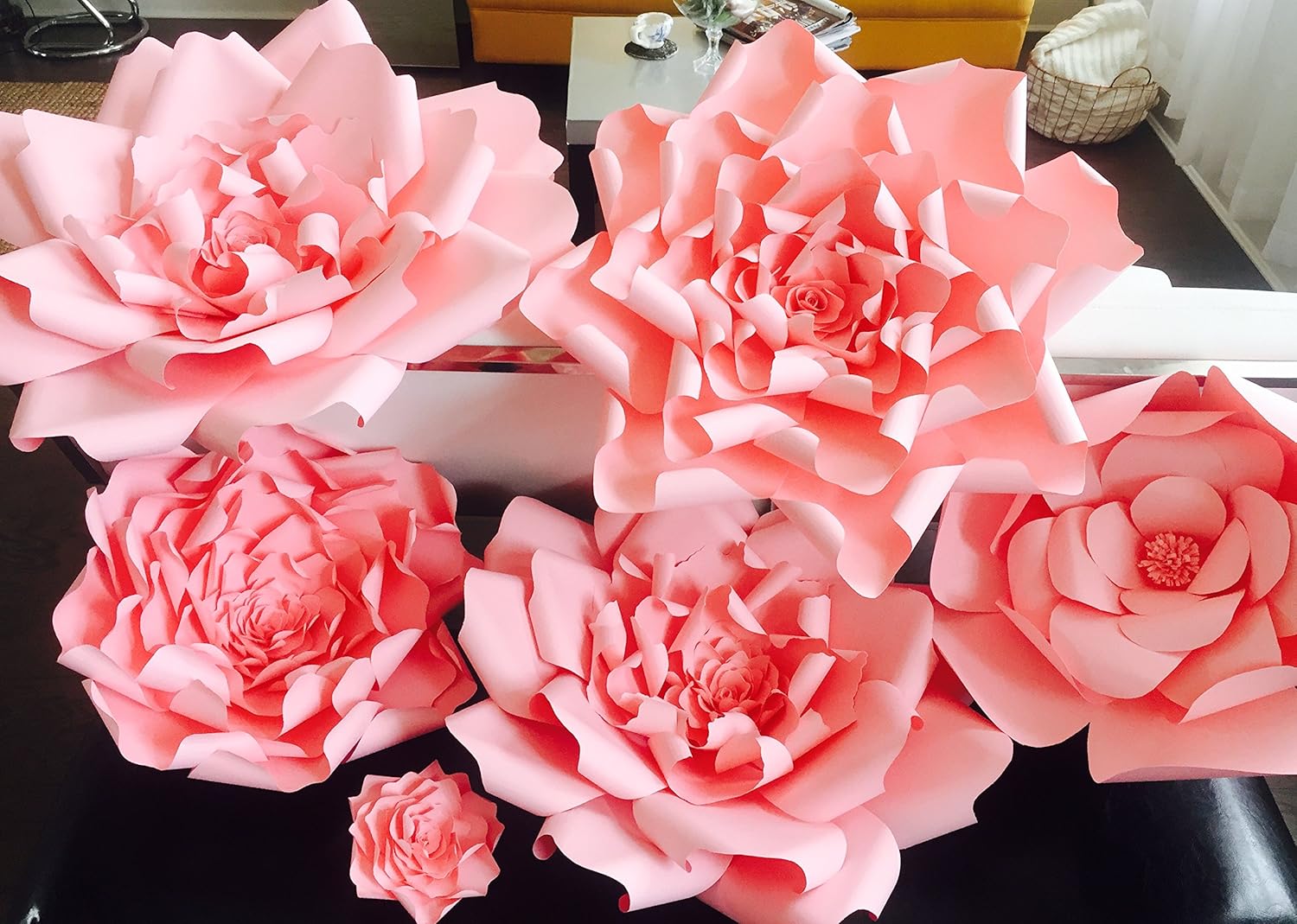 Giant pink Paper flower backdrop,Giant pink paper flower
