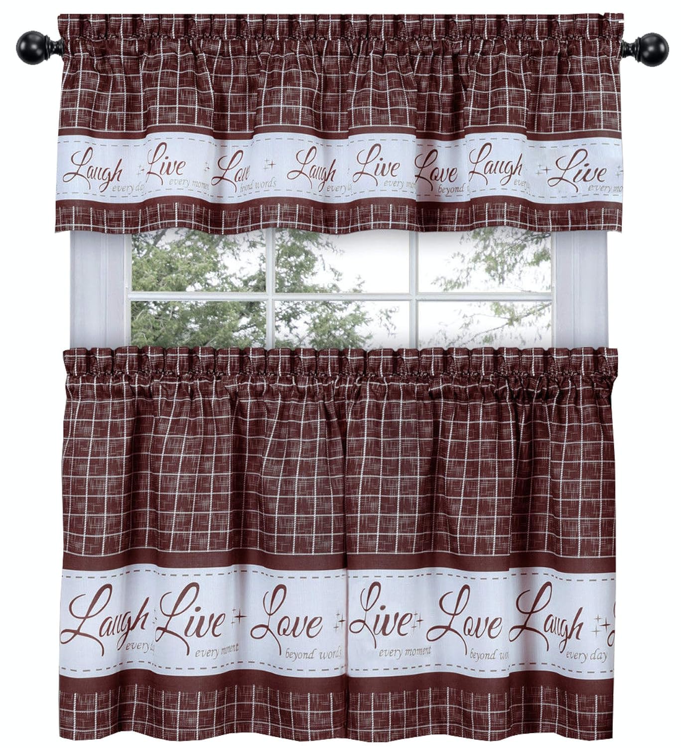 Best kitchen curtains and valances burgundy set