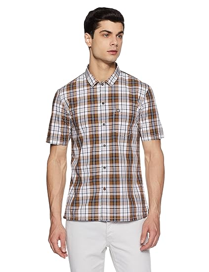 arrow sports men's checkered slim fit casual shirt