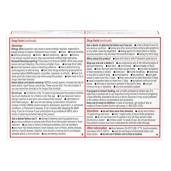 SUDAFED PE NON-DROWSY HEAD CONGESTION + PAIN RELIEF CAPLETS WITH IBUPROFEN 200 MG & PHENYLEPHRINE HCL 10 MG, NASAL DECONGESTANT & NSAID PAIN RELIEVER & FEVER REDUCER, 20 CT
