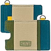 Chums Bandit Lo-Pro Minimalist Wallet - Compact RFID Wallet with Keyring & Elastic Strap for Cash (Olive/Teal/Putty)