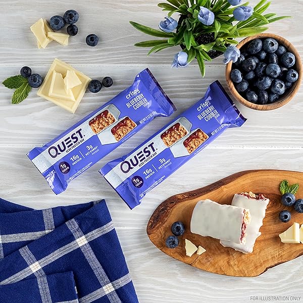 QUEST NUTRITION CRISPY BLUEBERRY COBBLER HERO PROTEIN BAR, 16G PROTEIN, 1G SUGAR, 3G NET CARB, GLUTEN FREE PROTEIN SNACK, KETO FRIENDLY, 12 COUNT