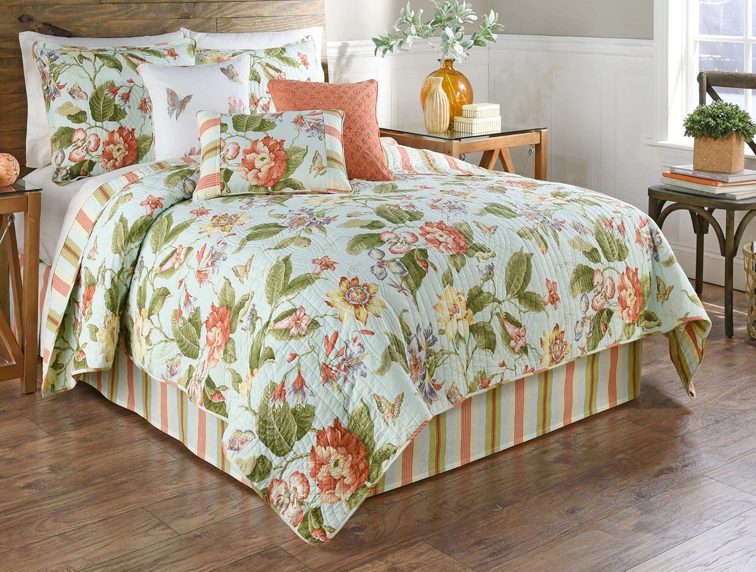 WAVERLY Laurel Springs 4-Piece Opal Reversible Quilt Collection, King
