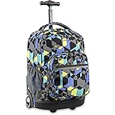 J World Sunrise Kids Rolling Backpack for Girls Boys. Roller Bookbag With Wheels For School, Cubes