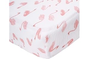 aden + anais Essentials Classic Crib Sheet, 100% Cotton Muslin, Super Soft, Breathable, Tailored Snug Fit, Briar Rose - Swans