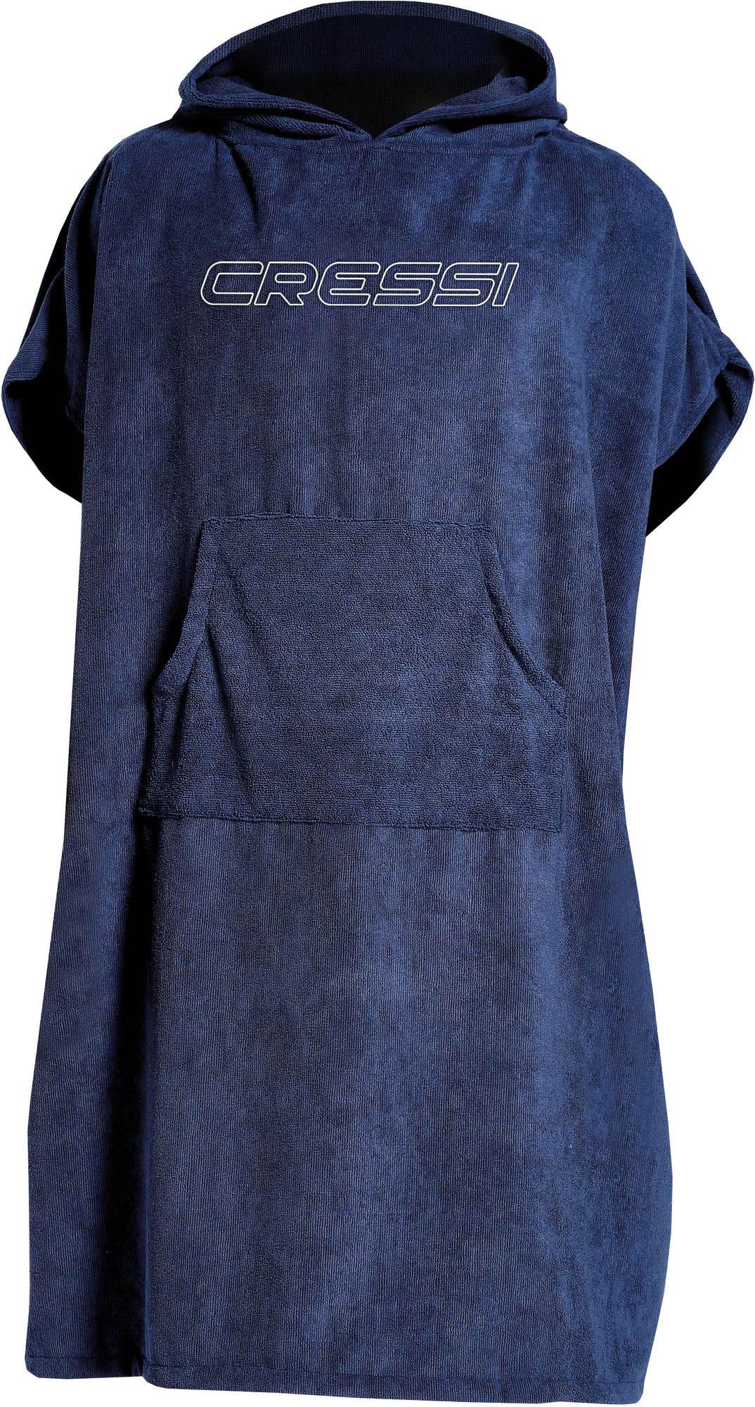 Cressi Men's Poncho Bathrobe Towel with Hood, Blue Navy, S M 67 105 cm UK