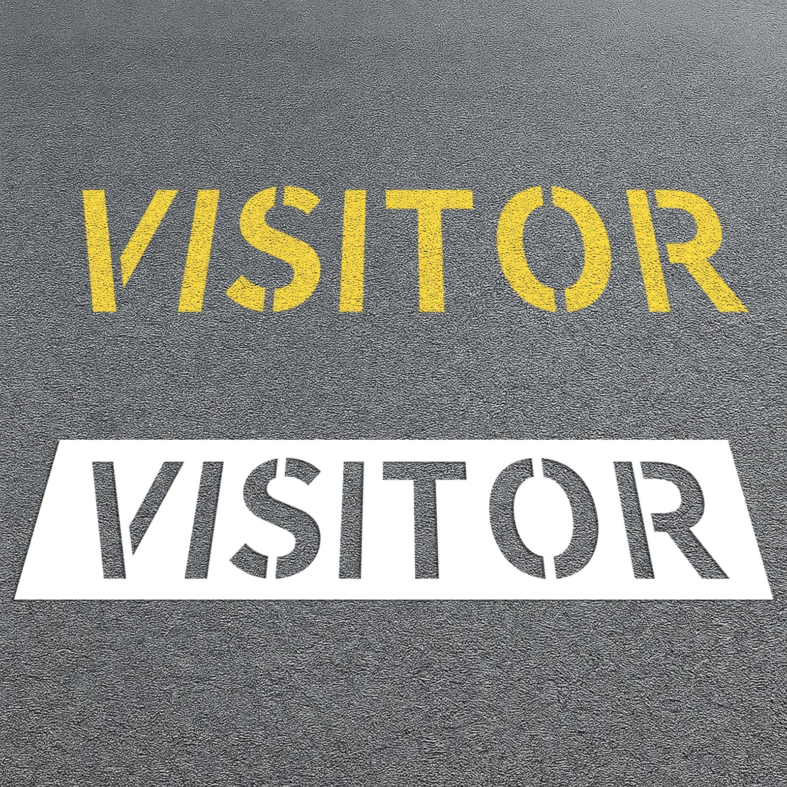 Photo 1 of Geelin 16 x 62.2 Visitor Stencil 12 PE Visitor Parking Lot Stencil Large Reusable Curb Pavement Marking Template for Traffic Curb Marking Pavement Sign