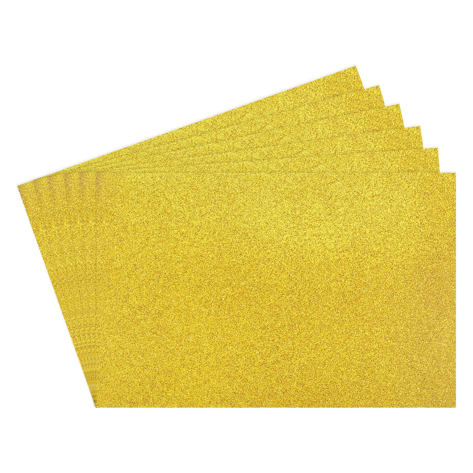 Rebower 6Pcs Foam Sheets Crafts Glitter Foam Arts Paper 12 x 8 x 5/64 Inch [for Crafts Project, Scrapbooking, DIY, Party Handicraft, Costumes]-30cm x 20cm x 2mm / Gold