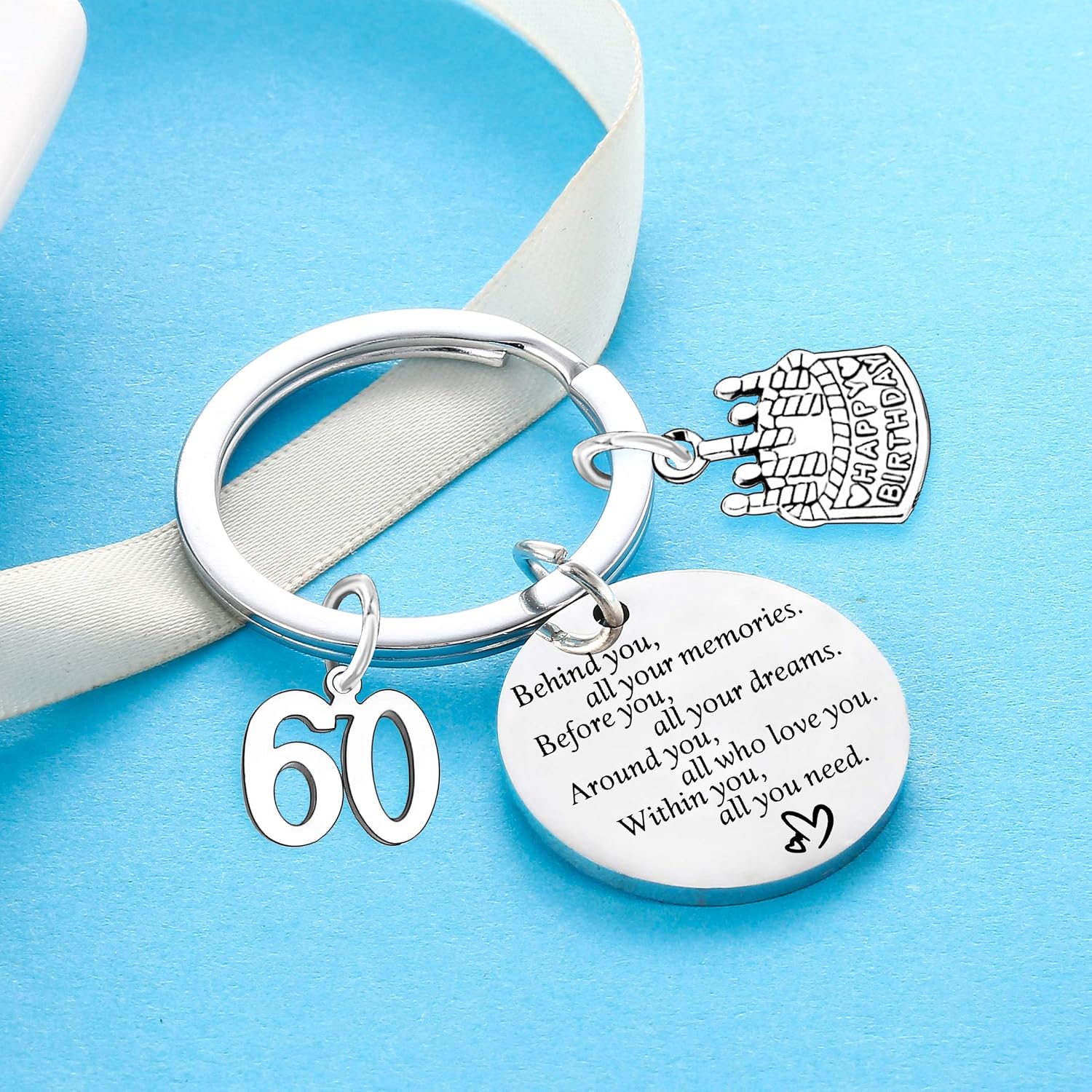 Nimteve Birthday Keychain (60th) - Stainless Steel, Yellow, Women, Girls, Mothers, Daughters, Sisters - Image 4