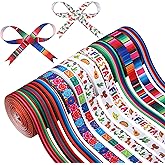 12 Rolls Fiesta Ribbon 3/8 Inch Mexican Serape Grosgrain Ribbons Colorful Stripes Pinata Cactus Guitar Decorative Ribbon for Cinco De Mayo Fiesta Party Mexican Theme Party Events, 60 Yards
